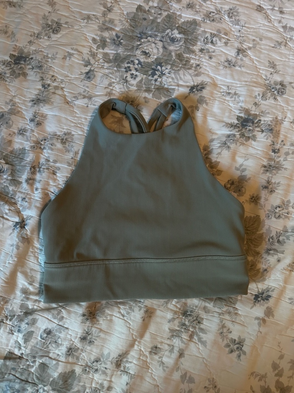 lululemon athletica Ribbed Crop Sports Bra in Sage Green